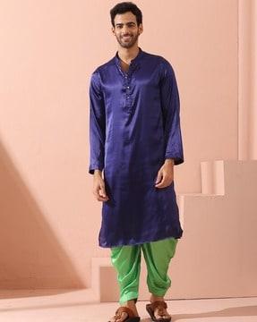 men regular fit mandarin-collar long kurta