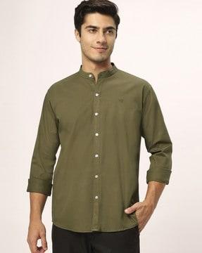 men regular fit mandarin-collar shirt