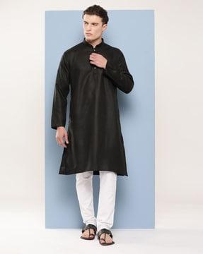 men regular fit mandarin-neck kurta