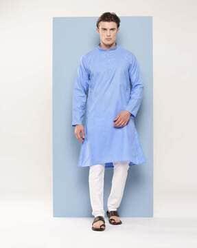 men regular fit mandarin-neck kurta