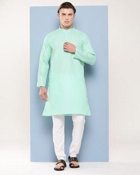 men regular fit mandarin-neck kurta