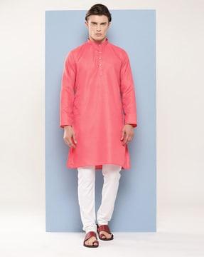 men regular fit mandarin-neck kurta