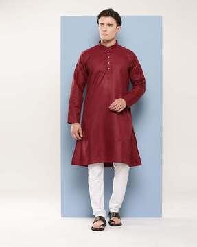 men regular fit mandarin-neck kurta