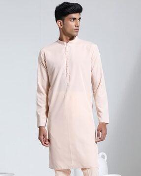 men regular fit mandarin-neck kurta