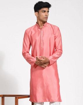 men regular fit mandarin-neck kurta