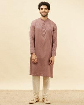 men regular fit mandarin-neck kurta