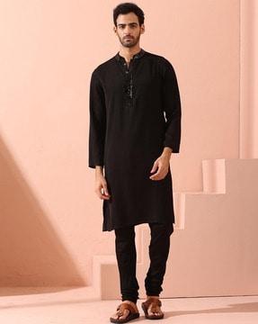 men regular fit mandarin-neck kurta