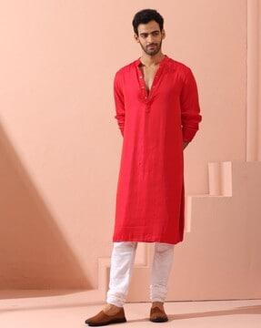 men regular fit mandarin-neck kurta