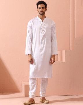 men regular fit mandarin-neck kurta