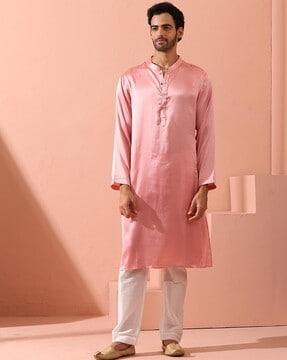 men regular fit mandarin-neck kurta