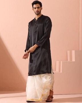 men regular fit mandarin-neck kurta