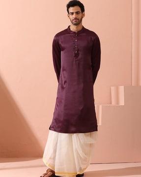 men regular fit mandarin-neck kurta