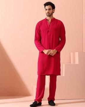 men regular fit mandarin-neck kurta