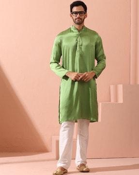 men regular fit mandarin-neck kurta