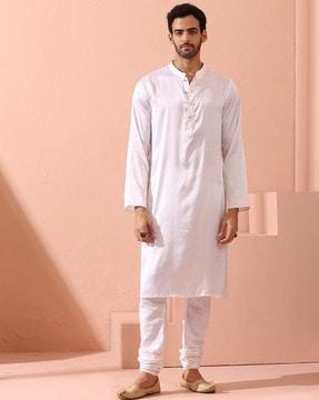 men regular fit mandarin-neck kurta