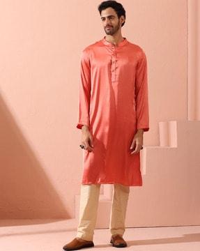 men regular fit mandarin-neck kurta