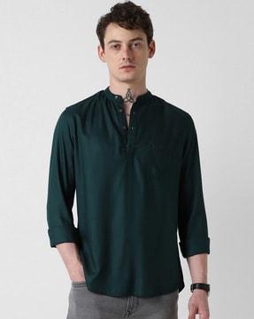 men regular fit mandarin-neck kurta