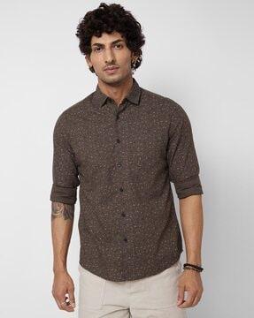 men regular fit micro print shirt