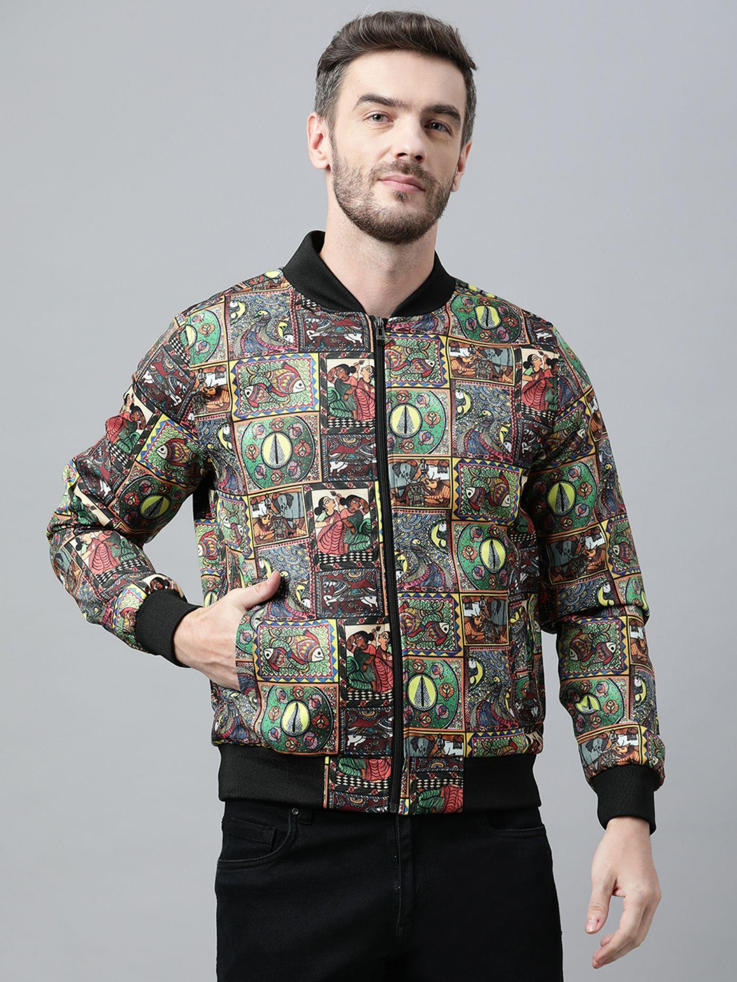 men regular fit multicolor casual jacket