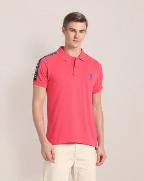 men regular fit polo t-shirt with brand print