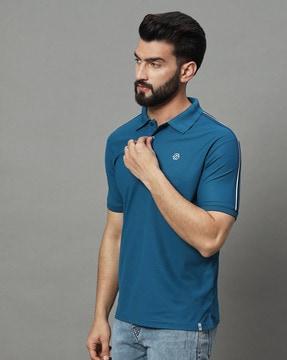 men regular fit polo t-shirt with contrast piping