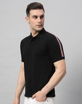 men regular fit polo t-shirt with contrast taping