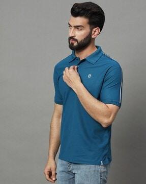 men regular fit polo t-shirt with contrast taping