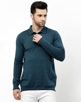 men regular fit polo t-shirt with full sleeves