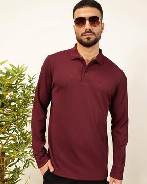 men regular fit polo t-shirt with full sleeves