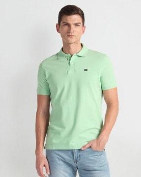 men regular fit polo t-shirt with logo applique