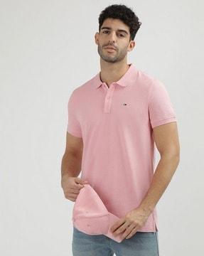 men regular fit polo t-shirt with logo applique