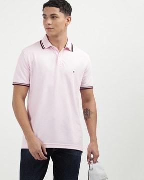 men regular fit polo t-shirt with logo applique