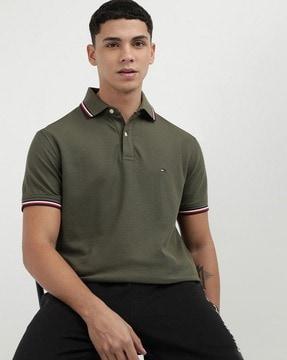 men regular fit polo t-shirt with logo applique