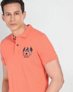 men regular fit polo t-shirt with logo print