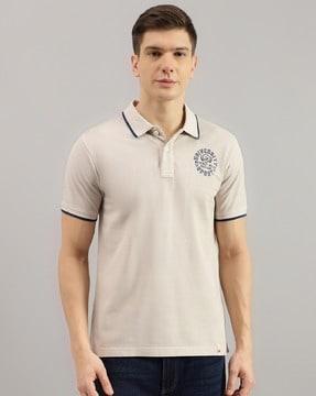 men regular fit polo t-shirt with logo print