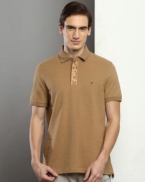 men regular fit polo t-shirt with monogram placket