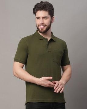 men regular fit polo t-shirt with patch pocket