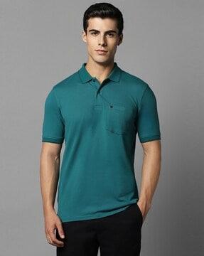 men regular fit polo t-shirt with patch pocket