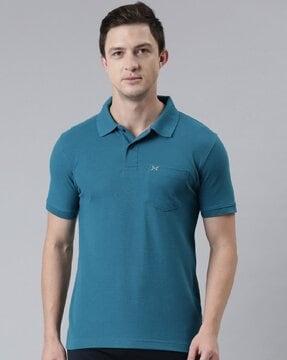 men regular fit polo t-shirt with patch pocket