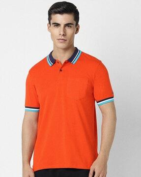 men regular fit polo t-shirt with patch pocket