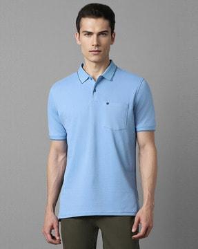 men regular fit polo t-shirt with patch pocket