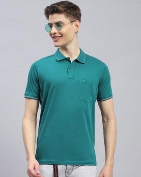 men regular fit polo t-shirt with patch pocket