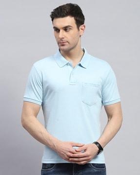 men regular fit polo t-shirt with patch pocket