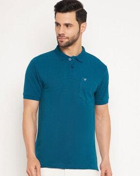 men regular fit polo t-shirt with patch pocket