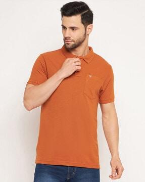 men regular fit polo t-shirt with patch pocket