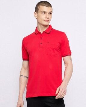 men regular fit polo t-shirt with patch pocket