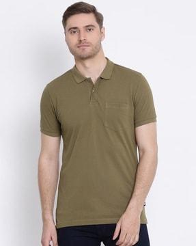 men regular fit polo t-shirt with patch pocket