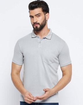 men regular fit polo t-shirt with patch pocket