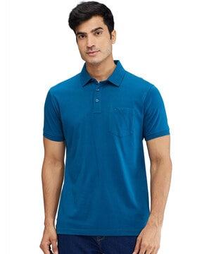 men regular fit polo t-shirt with patch pocket