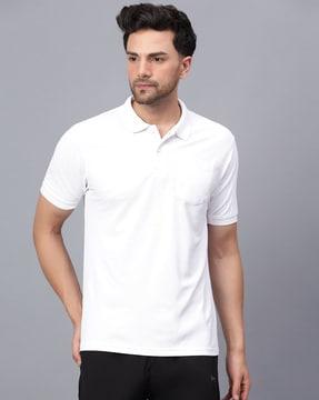 men regular fit polo t-shirt with patch pockets